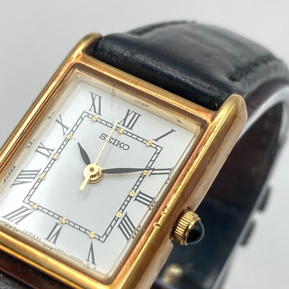 Vintage Seiko Women's Tank Watch 18mm Gold Tone 1N01-0LK0 WR New Battery 7.5" - Picture 4 of 16